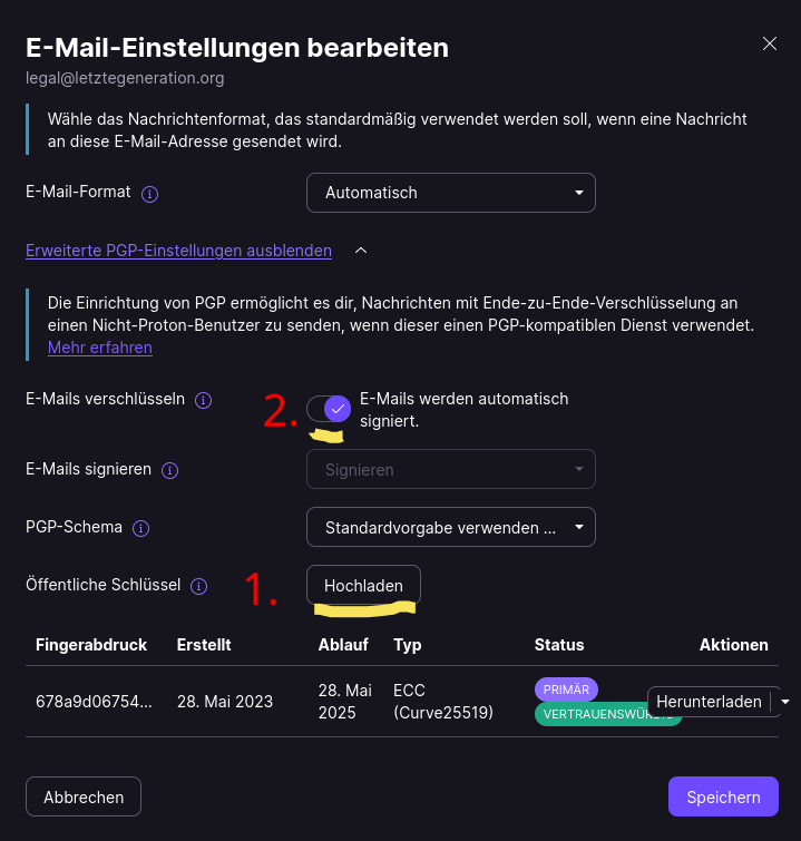 Adressbucheintrag in ProtonMail